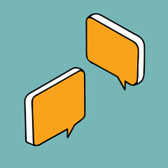 ふきだし　アイソメトリック　手描きイラスト