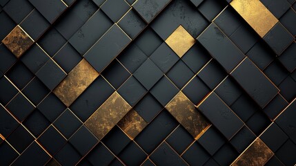Rich black with gold geometric lines forming a grid