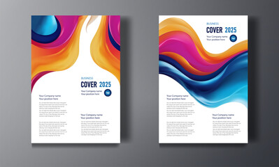 Fototapeta premium Business Flyer template cover design with colorful fluid effect greeting card background vector illustration