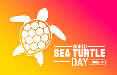 16 June is World sea turtle day background template. Holiday concept. use to background, banner, placard, card, and poster design template with text inscription and standard color. vector.