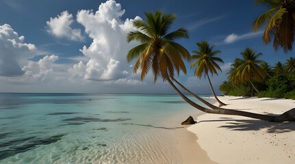Palm trees on the beach on a tropical island in the Ma.generative.ai