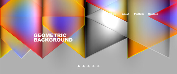 Fototapeta premium Flowing bright neon gradients geometric abstract background with triangles and lines. Fluid color pattern of color liquid gradient background for wallpaper, banner, background, card, landing page