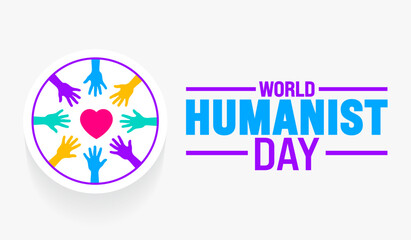 June is World humanist day background template. Holiday concept. use to background, banner, placard, card, and poster design template with text inscription and standard color. vector illustration.