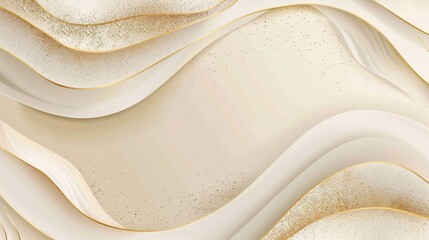 Abstract golden luxury glitter shapes on cream background - elegant realistic paper cut design with gold lines - high quality image for luxury decor and design projects