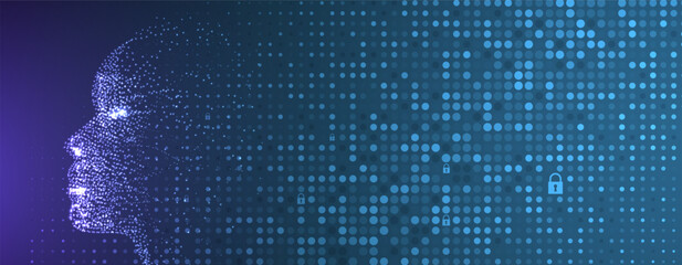 Abstract Artificial intelligence. Cloud computing. Machine learning. Technology web background. Virtual concept futuristic background. Vector art.