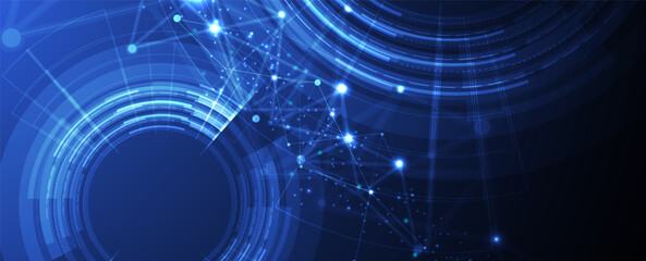 Abstract Artificial intelligence. Cloud computing. Machine learning. Technology web background. Virtual concept futuristic background. Vector art.