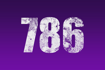 flat white grunge number of 786 on purple background.