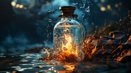 water splash in the fire