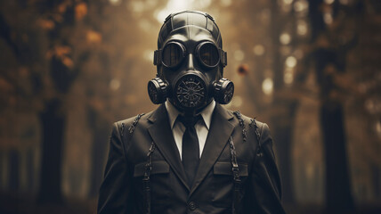 man in gas mask