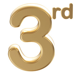 Gold 3d number 3rd