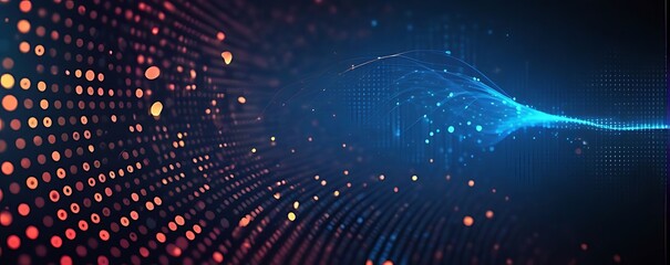 Digital background for advanced technological operations, neural networks, AI, data transmission, encryption, digital archives, audio and visual representations, scientific research and etc