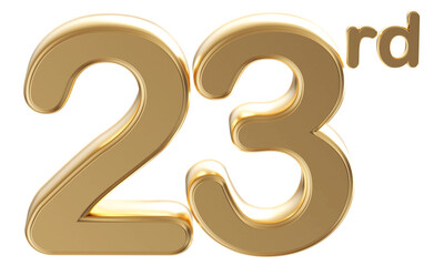 Gold 3d number 23rd