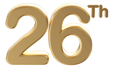 Gold 3d number 26th