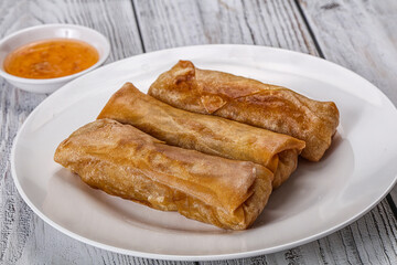 Traditional crispy fried stuffed springroll