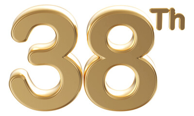 Gold 3d number 38th