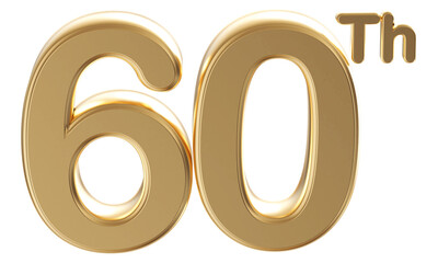 Gold 3d number 60th