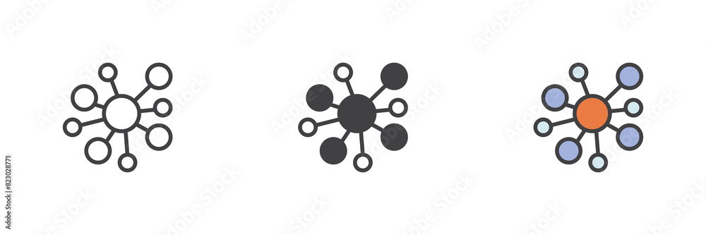 Poster molecule cell different style icon set