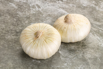 Raw white onion heap isolated