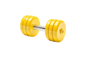 Golden Glimmer: A Dazzling Duo of Yellow Dumbbells on Transparent PNG Background.