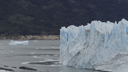 Perito Moreno Glacier s Walls with Approaching Tourist Boat