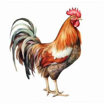 recommend clip art: Rooster watercolor clipart illustration on white background