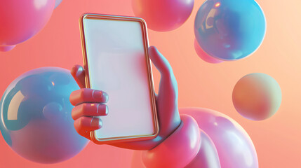 a cartoon hand holding a phone