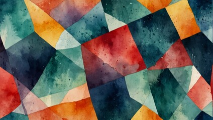 Abstract watercolor background and geometric illustration. Watercolor illustration