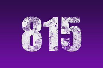 flat white grunge number of 815 on purple background.