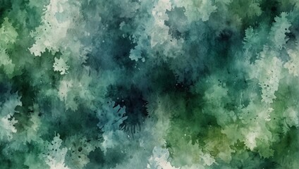 Blue green watercolor background with white cloudy center and abstract watercolor sky border design texture. Watercolor illustration