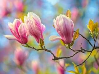 Obraz premium Vibrant magnolia flowers in bloom