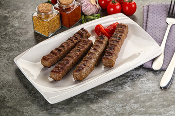 Grilled beef kebab minced meat