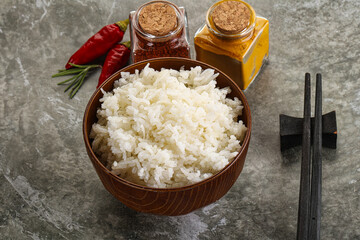 Steamed Basmati rice in the bowl
