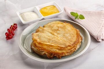 Sweet homemade thick baked pancakes