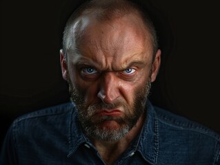 Obraz premium Intense bearded man with piercing eyes