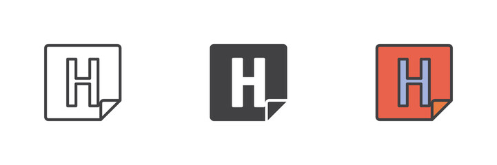 Hospital sign different style icon set