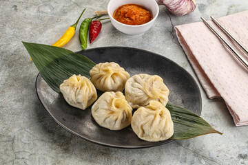 Chinese traditional steamed dumpligs momo