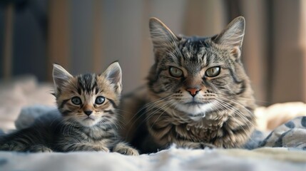 mother and baby cat