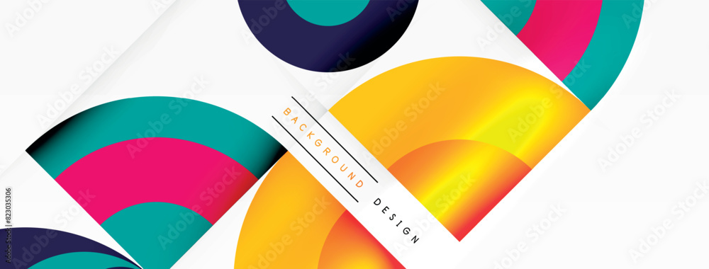 Poster A close up view of a vibrant geometric pattern on a plain white background showcasing a variety of colorful shapes and designs