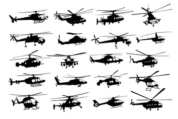 The set of helicopter silhouettes.  © designer_an