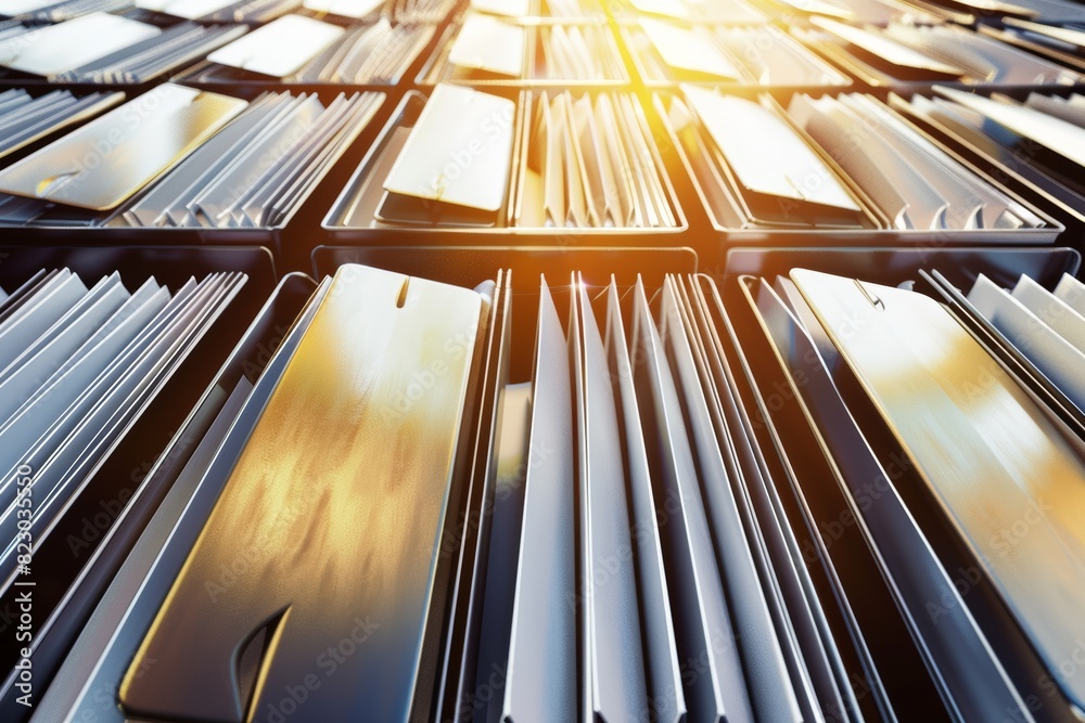 Poster Organized Files: Rows of Office Documents and Folders Neatly Arranged for Efficient Archiving and Information Management in a Business Environment, Generative AI