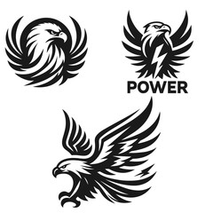 Highly detailed your Eagle logo set silhoette vector illustration isolated on white background