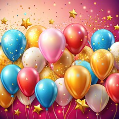 happy birthday background design with realistic