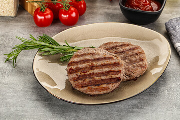 Grilled two beef burger cutlet