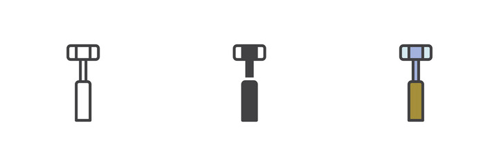 Reflex hammer different style icon set