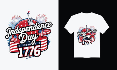 4th July independence day t-shirt design vector template, generated ai