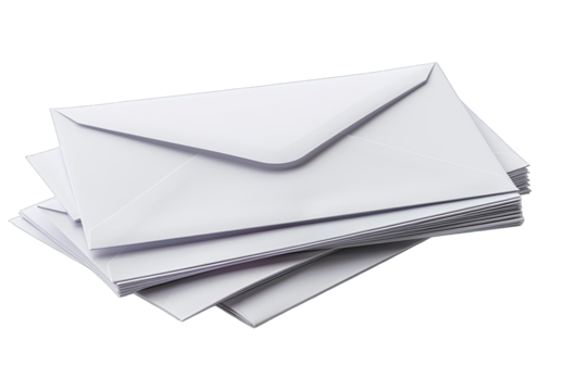 A stack of blank business envelopes isolated on a white background