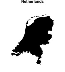 Netherlands blank outline map design