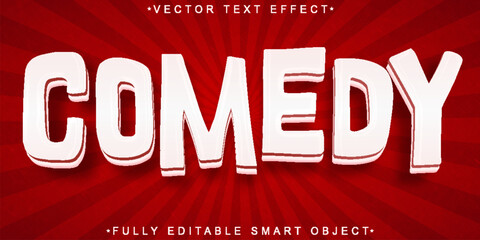Cartoon Comedy White Vector Fully Editable Smart Object Text Effect