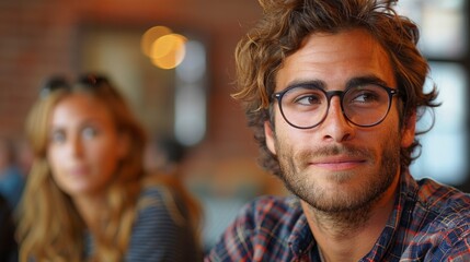 Coworkers having a thoughtful discussion in a conference room