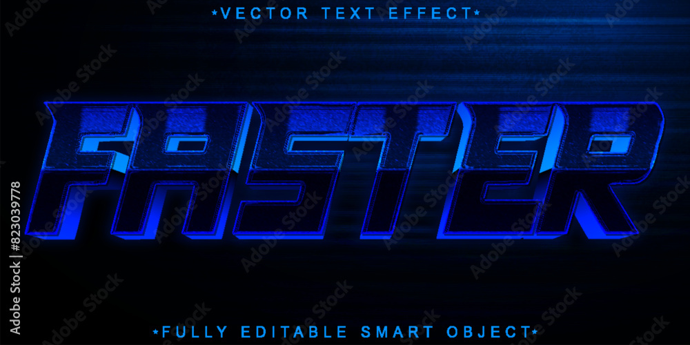 Poster dark blue faster vector fully editable smart object text effect